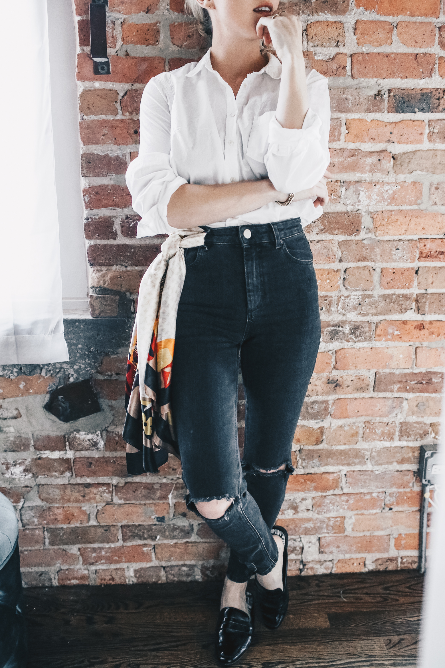 jeans and scarf